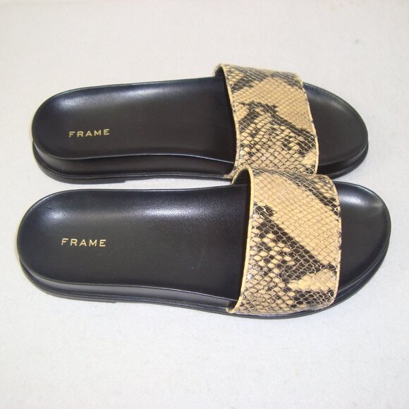 Frame Le Osborne Python-Embossed Leather Slide Sandals - Picture 3 of 9